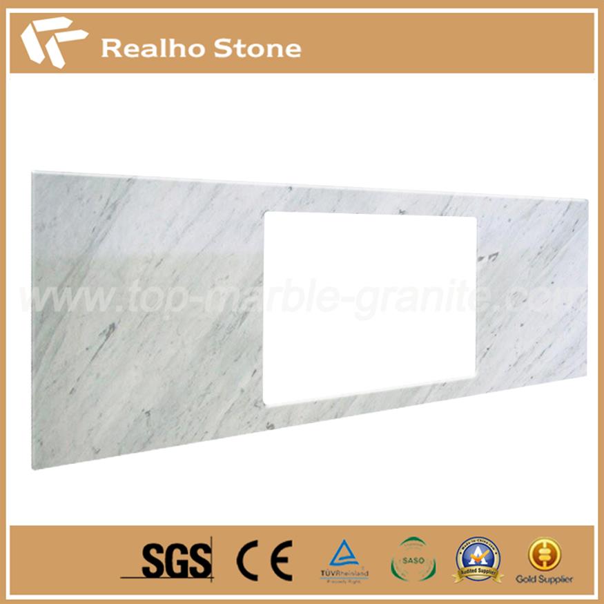 Carrara hvid køkkenbord med vask cut.jpg Carrara White Kitchen Countertop with sink cut.jpg
