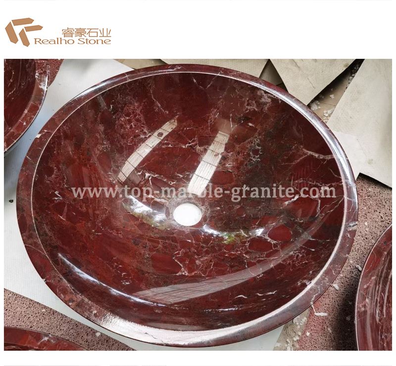 red marble washed sink