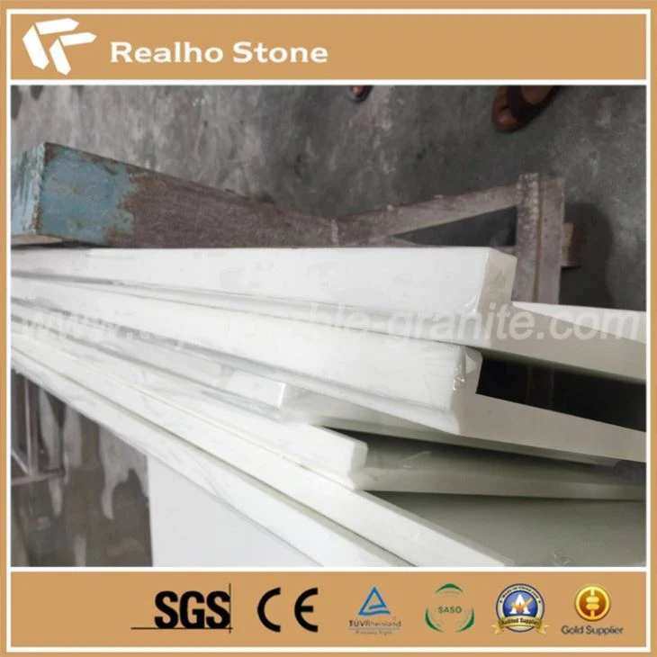 Double Sinks White Marble Bathroom Tops