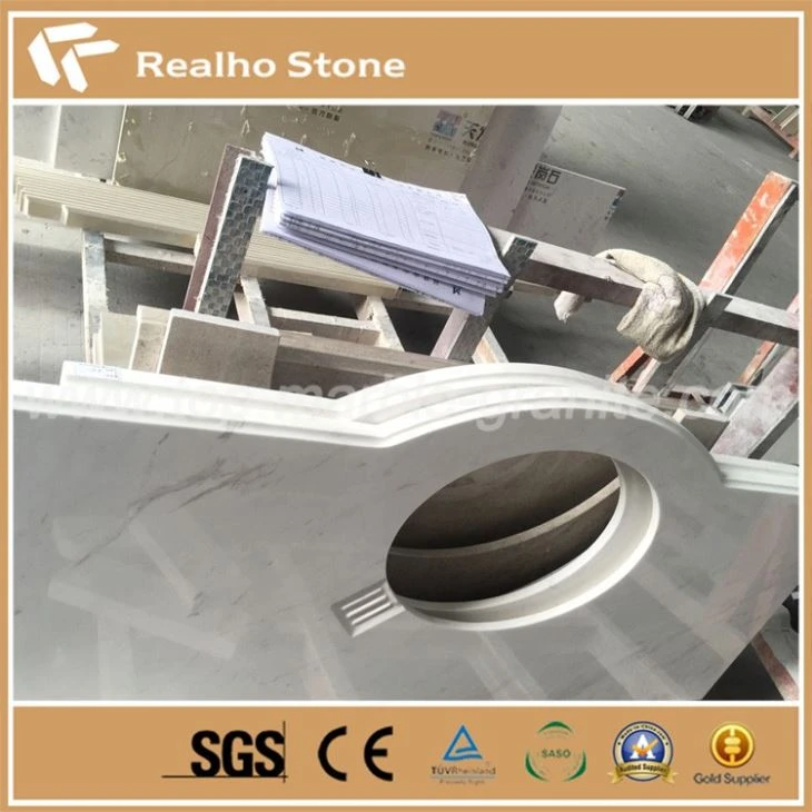 Double Sinks White Marble Bathroom Tops
