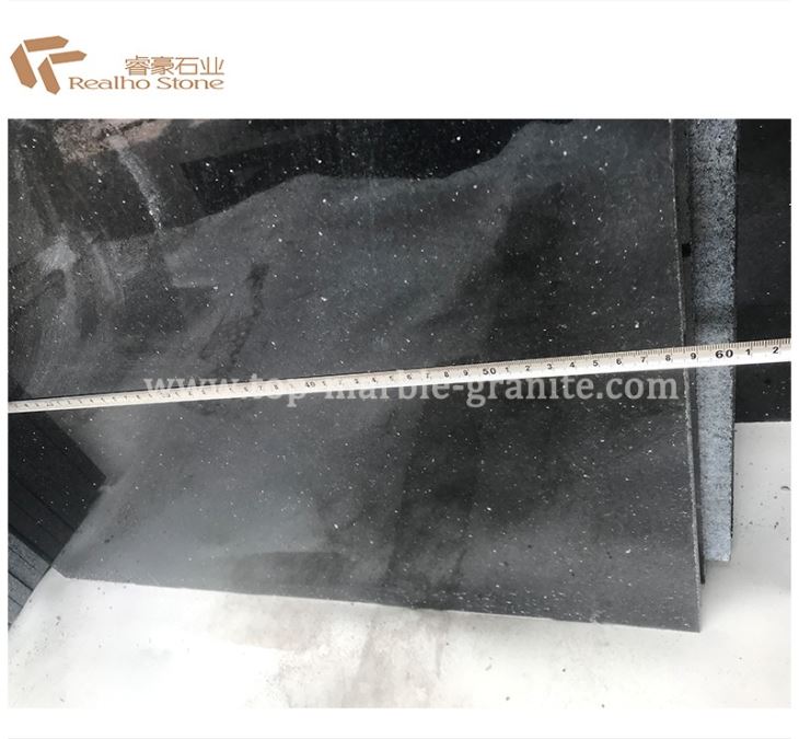 Fabricated Black Galaxy Granite Kitchen Countertop