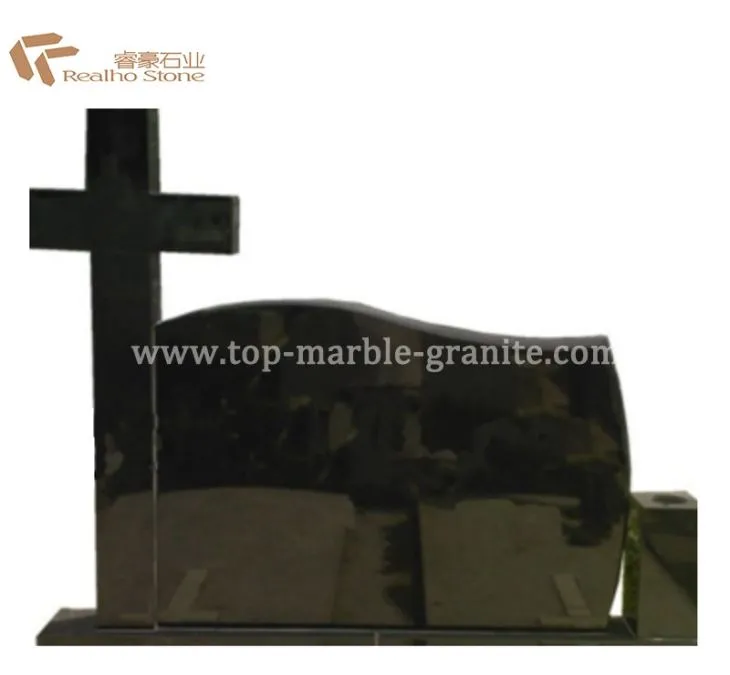 Black granite tombstone