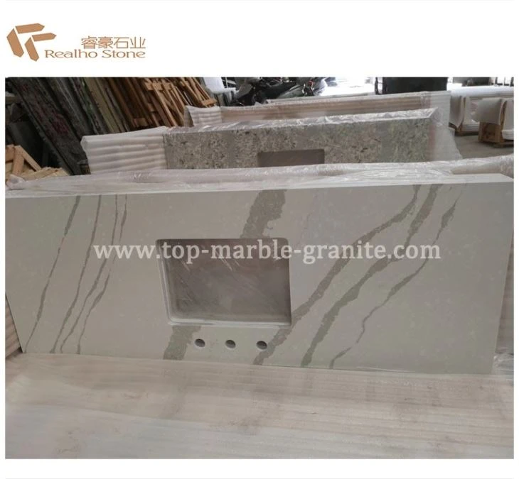 White Quartz Commercial Bathroom Countertop