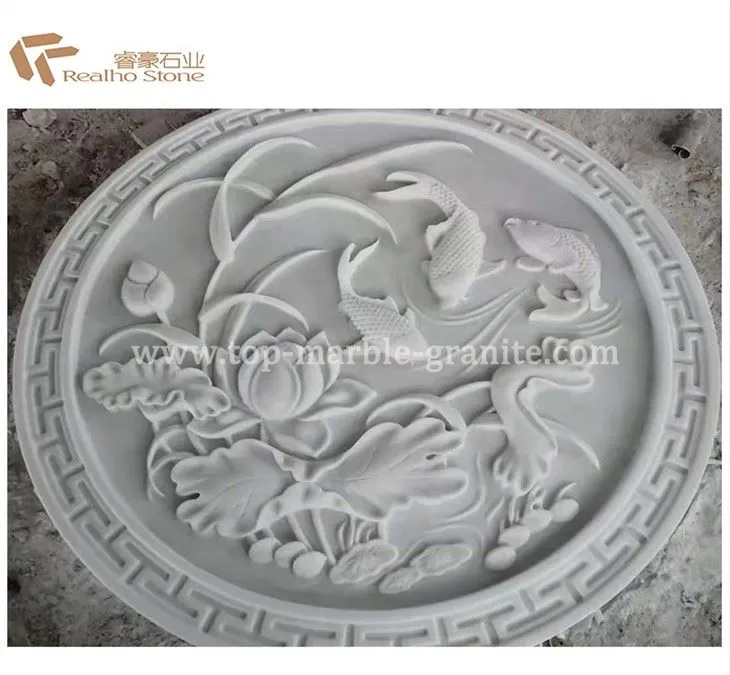 white marble relief with circle shape